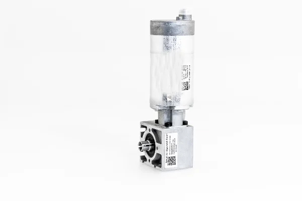 Schneckengetriebe von b-drives mit montierter Flanschverbindung